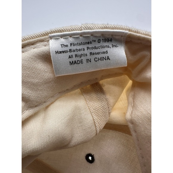 Vintage The Flintstones Fred Flintstone Snapback Hat 1994 Off-White with a green - Picture 7 of 7